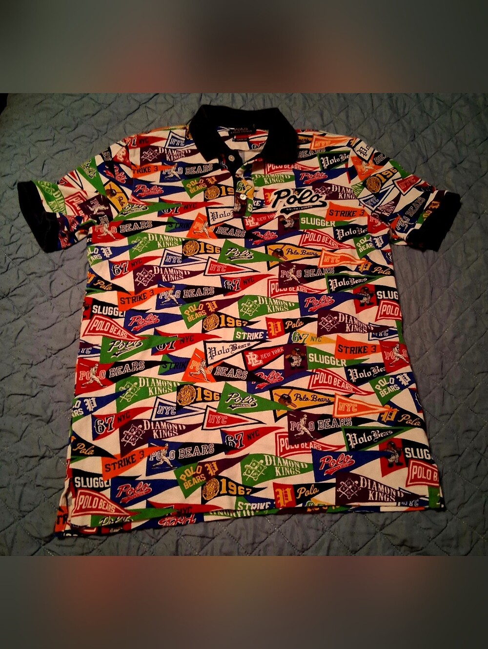 Polo Ralph Lauren Sz Med. Pennant Flag Polo Shirt, RARE